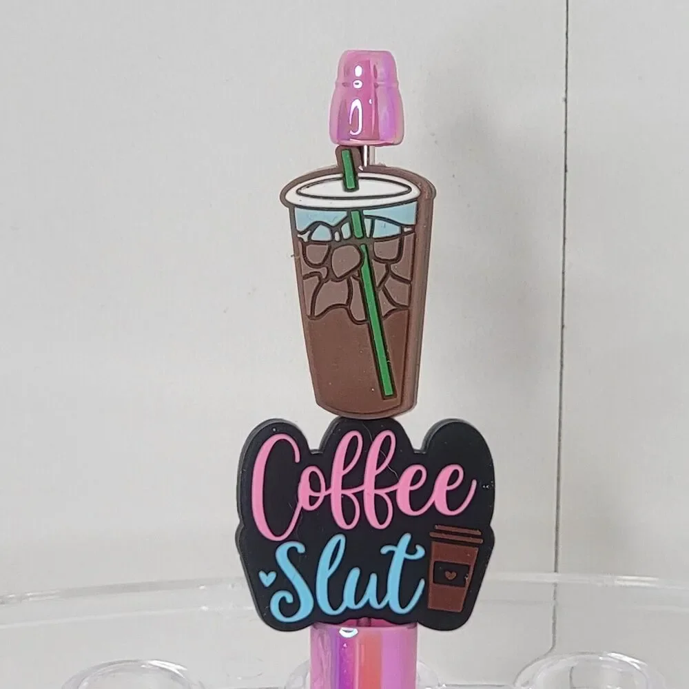 Funny Focal Beaded Pen Coffee Sl*t Iced Coffee Pin UV Base